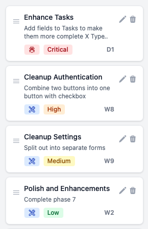 Tasks with new fields
